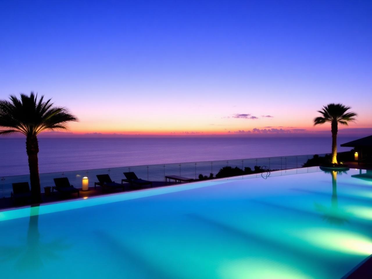 Infinity pool at twilight
